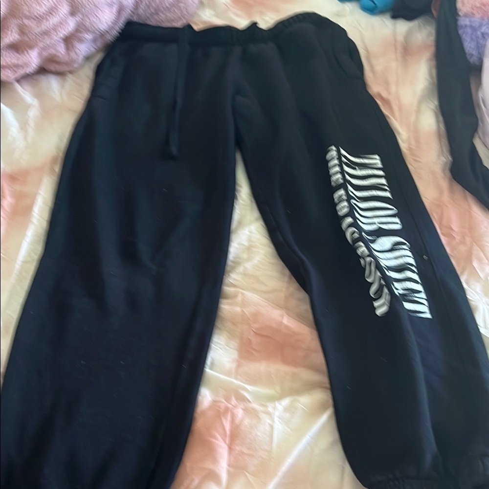 Taylor Swift Black and White Sweatpants with Logo